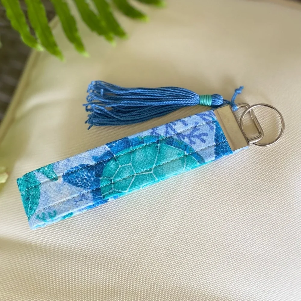 Blue and‎ Green Key Holder with Tassel
